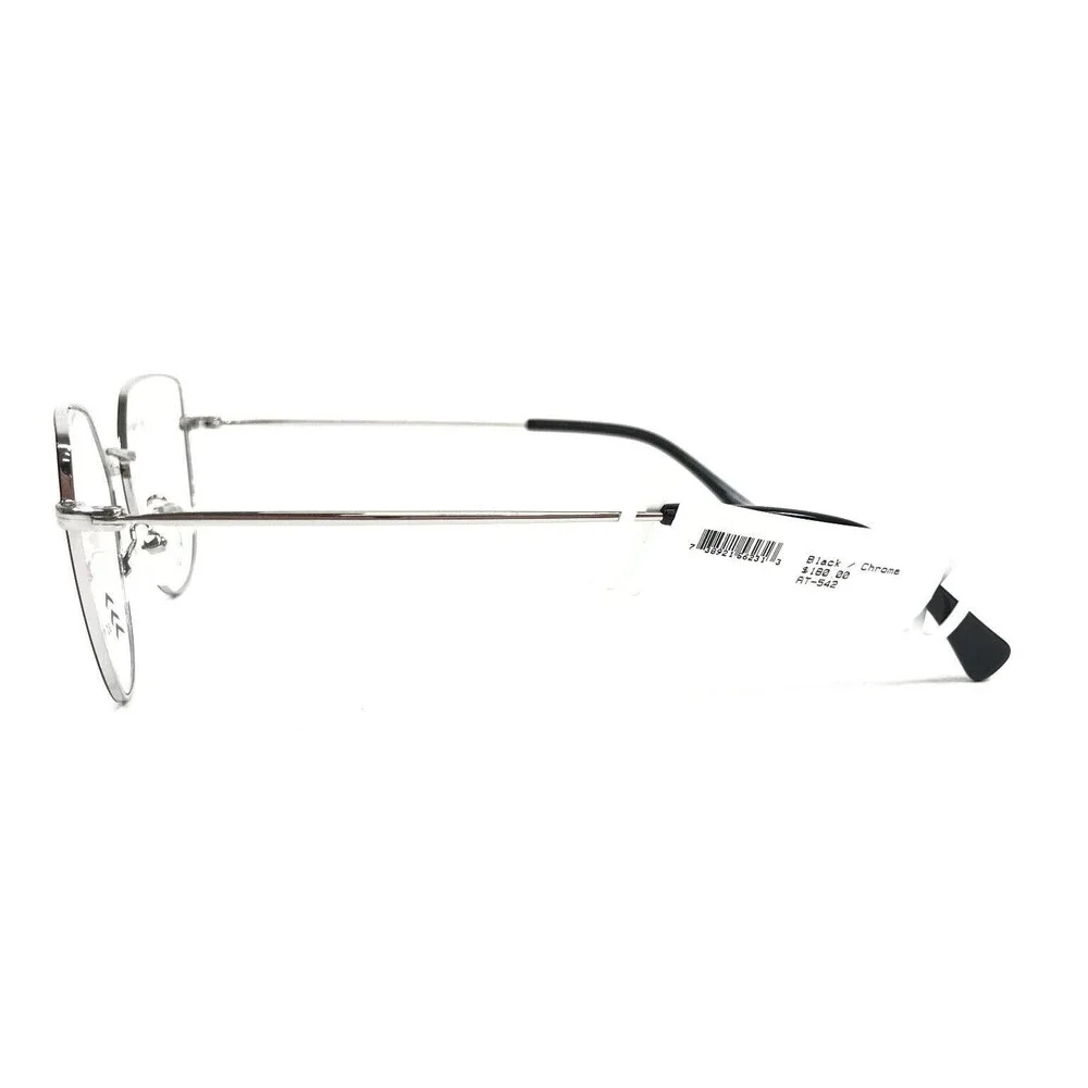 Adin Thomas Eyeglasses Frames AT-542 C2 Black Chrome Cat Eye Wire Rim 52-18-140